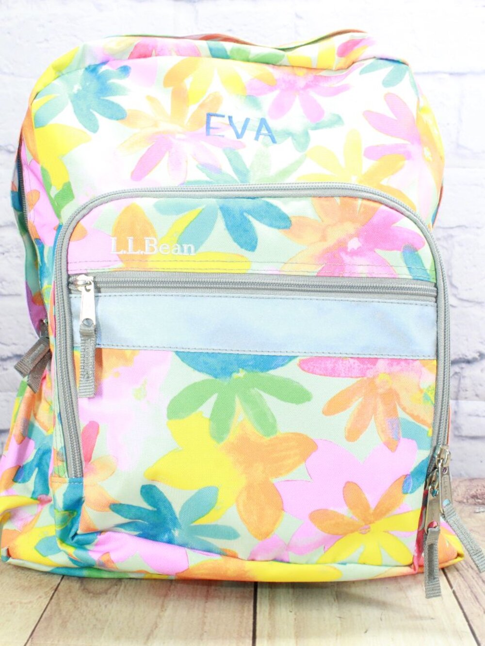LL Bean Original Book Pack 24L Pink School Camp Backpack Skylight Flowers Print